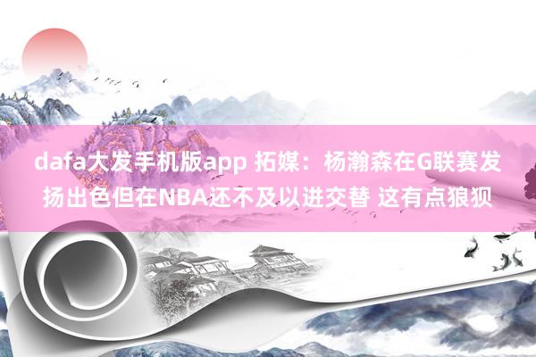 dafa大发手机版app 拓媒：杨瀚森在G联赛发扬出色但在NBA还不及以进交替 这有点狼狈