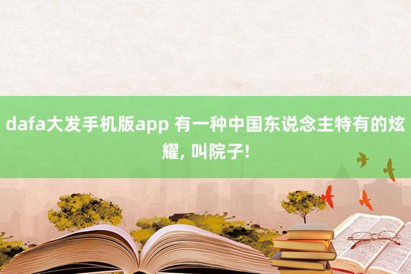 dafa大发手机版app 有一种中国东说念主特有的炫耀， 叫院子!