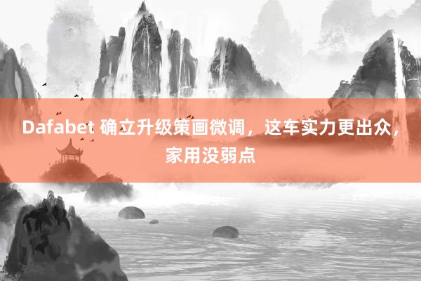 Dafabet 确立升级策画微调，这车实力更出众，家用没弱点
