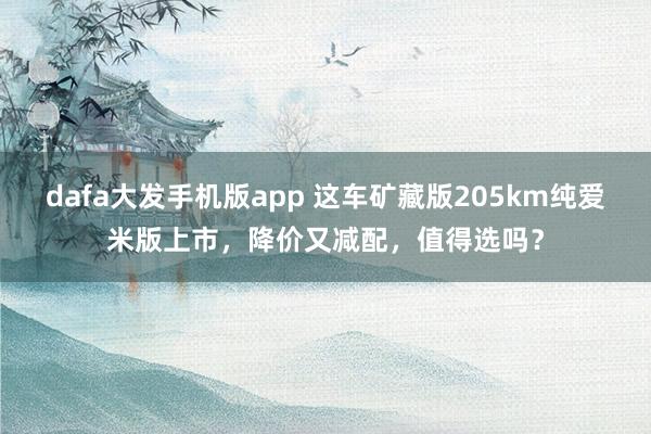 dafa大发手机版app 这车矿藏版205km纯爱米版上市，降价又减配，值得选吗？