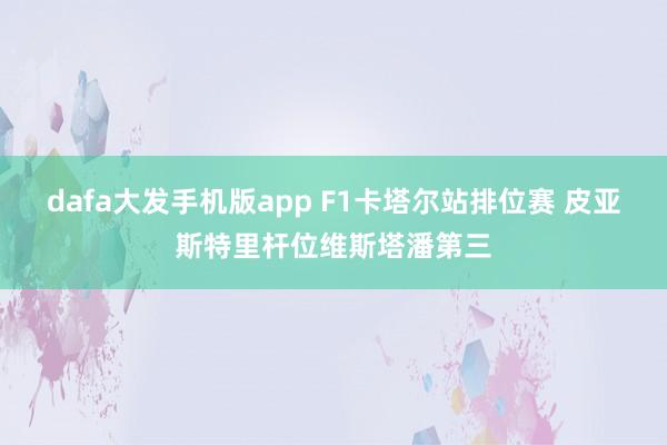 dafa大发手机版app F1卡塔尔站排位赛 皮亚斯特里杆位维斯塔潘第三