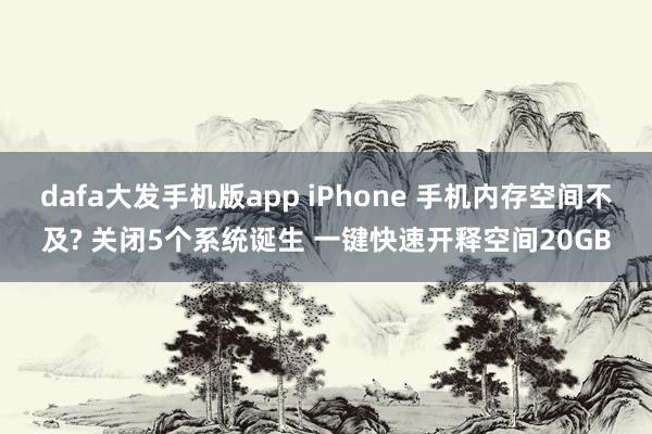 dafa大发手机版app iPhone 手机内存空间不及? 关闭5个系统诞生 一键快速开释空间20GB