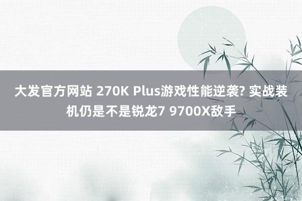 大发官方网站 270K Plus游戏性能逆袭? 实战装机仍是不是锐龙7 9700X敌手