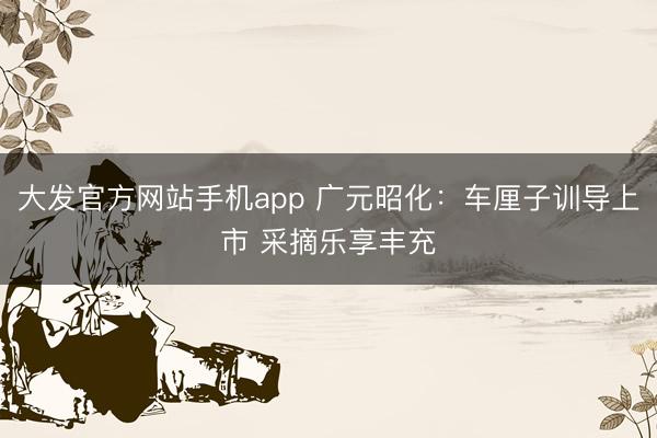 大发官方网站手机app 广元昭化：车厘子训导上市 采摘乐享丰充