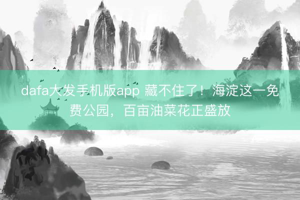 dafa大发手机版app 藏不住了！海淀这一免费公园，百亩油菜花正盛放