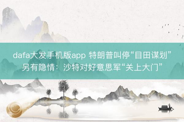 dafa大发手机版app 特朗普叫停“目田谋划”另有隐情：沙特对好意思军“关上大门”