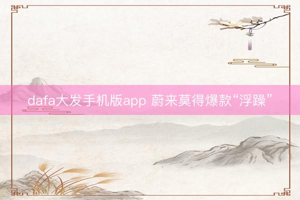 dafa大发手机版app 蔚来莫得爆款“浮躁”