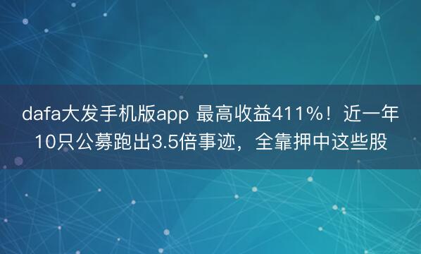 dafa大发手机版app 最高收益411%！近一年10只公募跑出3.5倍事迹，全靠押中这些股