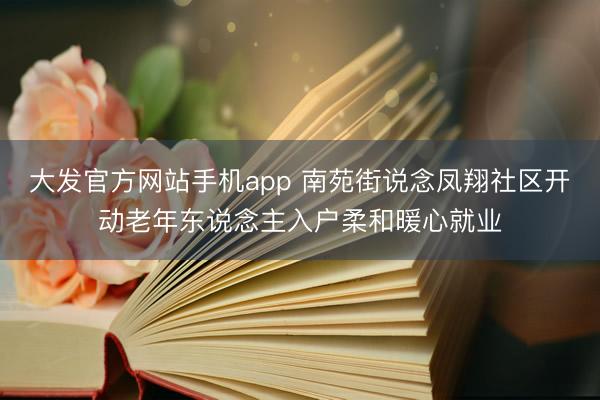 大发官方网站手机app 南苑街说念凤翔社区开动老年东说念主入户柔和暖心就业