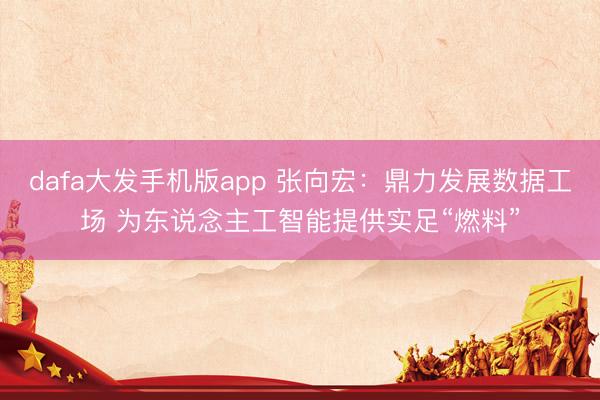 dafa大发手机版app 张向宏：鼎力发展数据工场 为东说念主工智能提供实足“燃料”