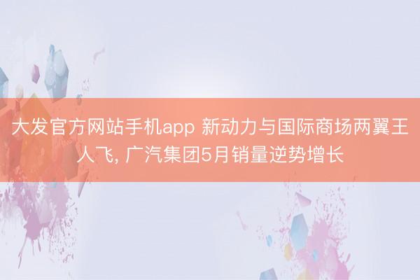 大发官方网站手机app 新动力与国际商场两翼王人飞, 广汽集团5月销量逆势增长